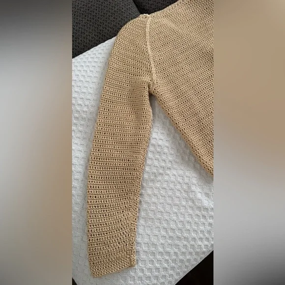 Vince Crochet Cardigan Sweater in Straw Tan Size Medium V733478715 Retail $395 - Picture 9 of 16